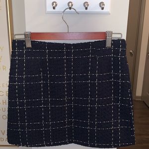 Navy and Gold Check Tweed Skirt